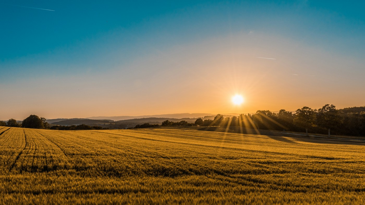 Terreno rural amplo ao entardecer